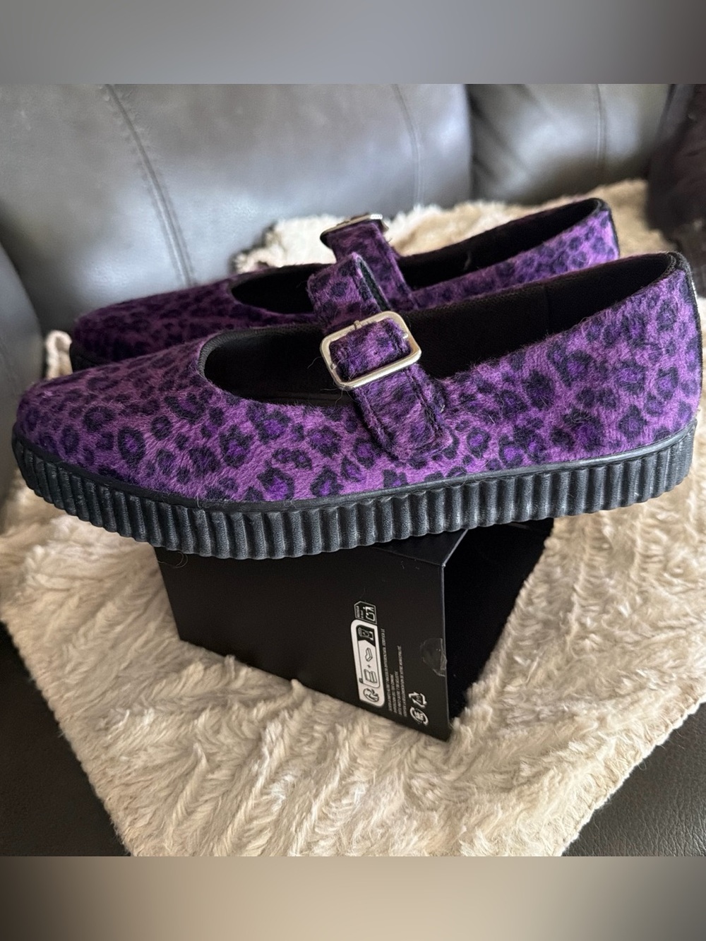 tuk Purple Leopard Print Mary Janes - Picture 2 of 6